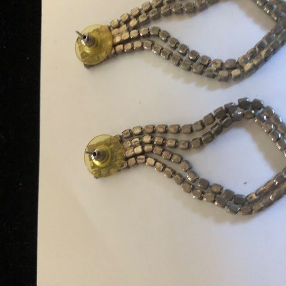 Clear Rhinestone Dangle Pierced - Picture 4 of 4